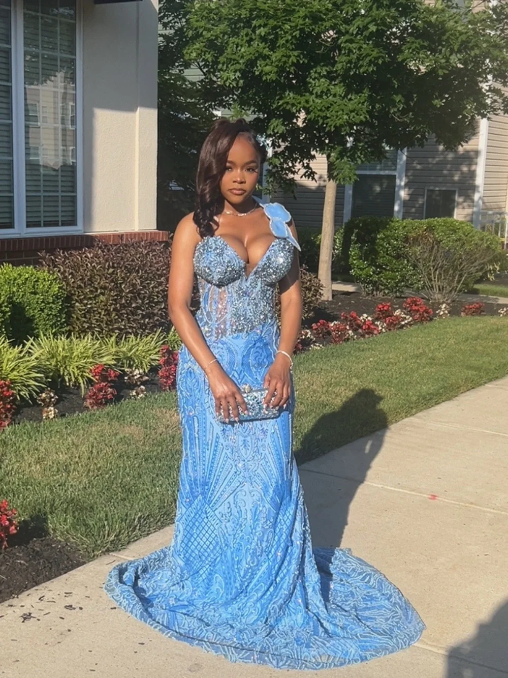 ByKeerah - Handmade Embellished Blue Evening/Prom Gown for Women